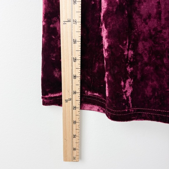 Magnolia South Crushed Velvet Babydoll Mini Dress Womens M Burgundy Y2K Grunge - Picture 5 of 8